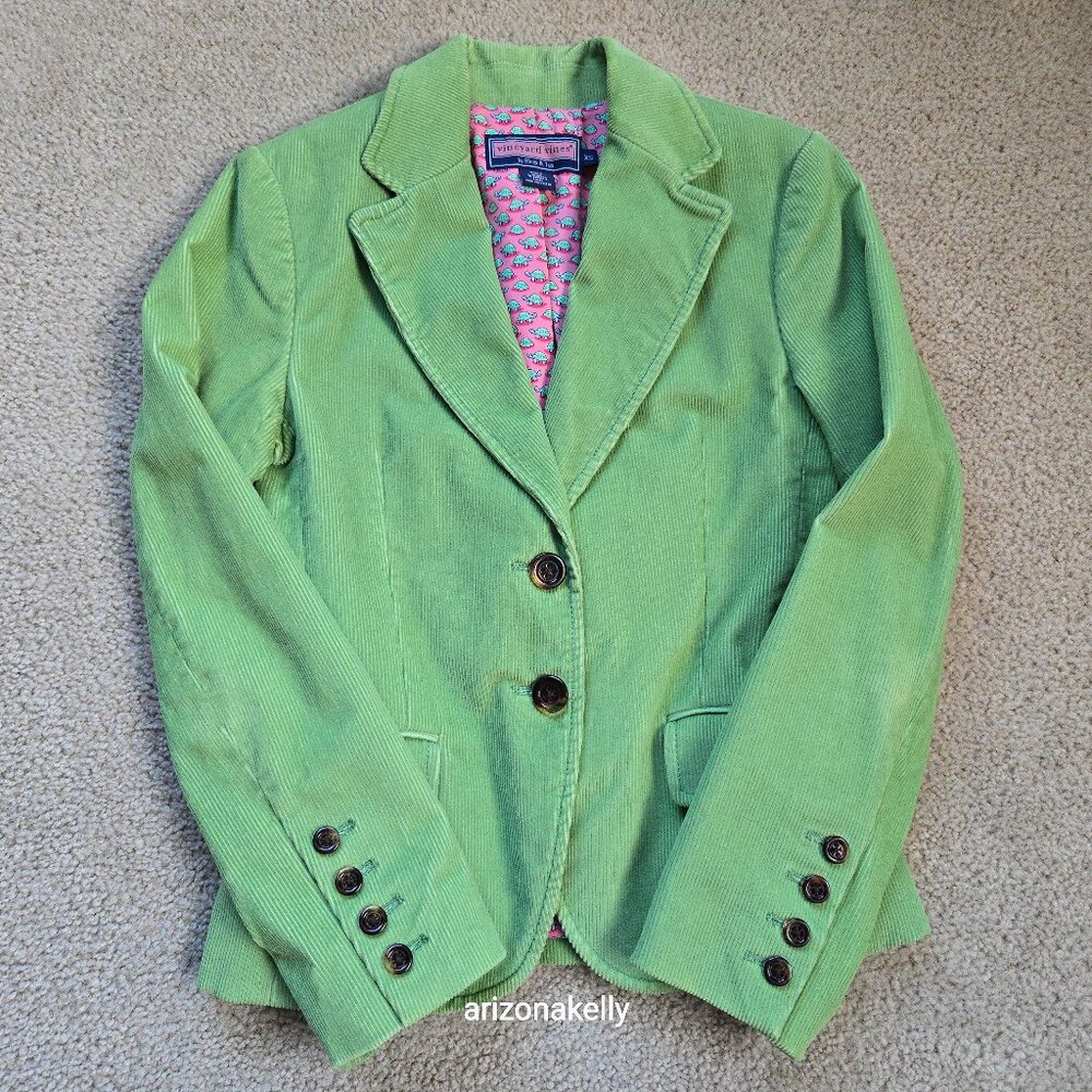 Vineyard Vines Corduroy Blazer Green With Pink Lining PRICE FIRM